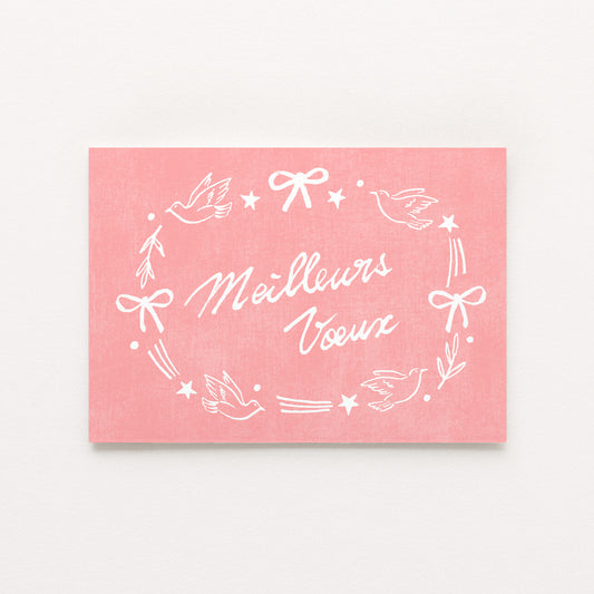 Carte postale "Meilleurs Voeux" - Rose