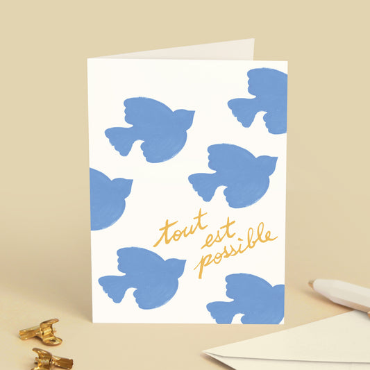 Carte de vœux "Tout est possible" Oiseau