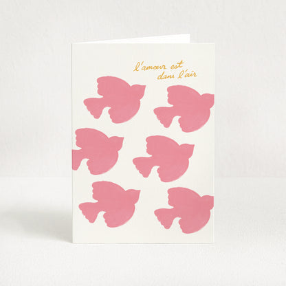 Carte de vœux "L'amour est dans l'air" - Rose