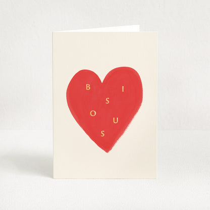 Carte de vœux Coeur "Bisous" - Rouge
