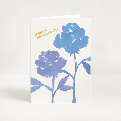 Carte de vœux "Joyeux anniversaire" - Roses bleues