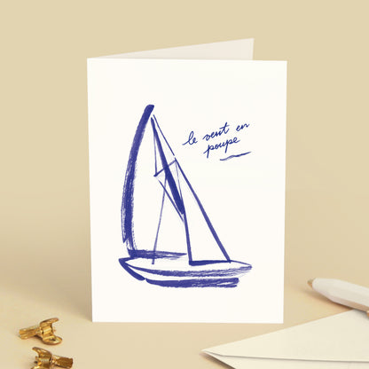 Carte de vœux Voilier "Le vent en poupe"