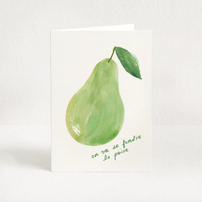 Carte de vœux Poire "On va se fendre la poire !"