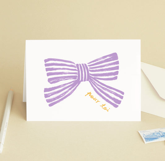 Carte de vœux Noeud "Pour toi" - Violet