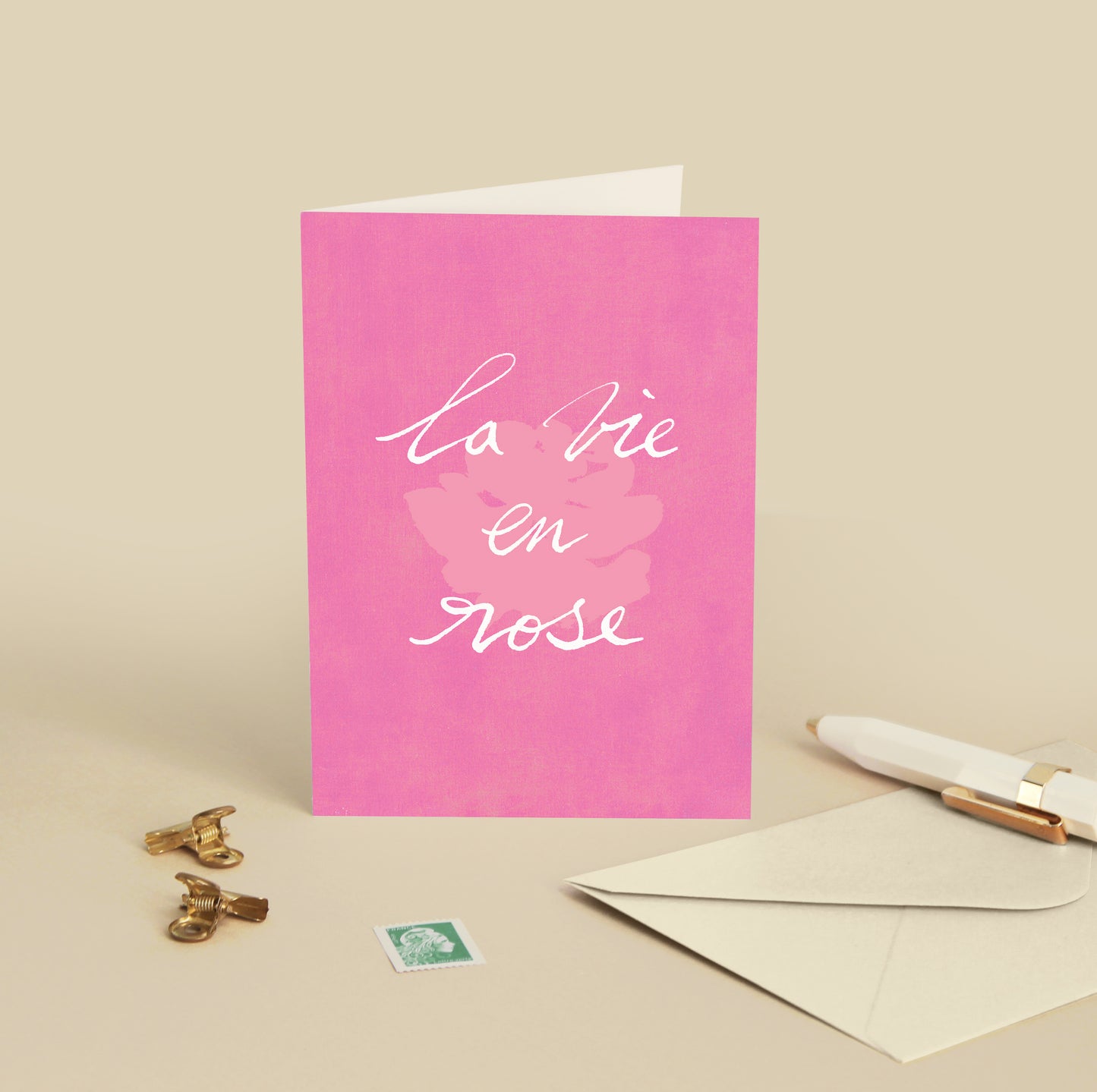 Carte de vœux "La vie en rose"