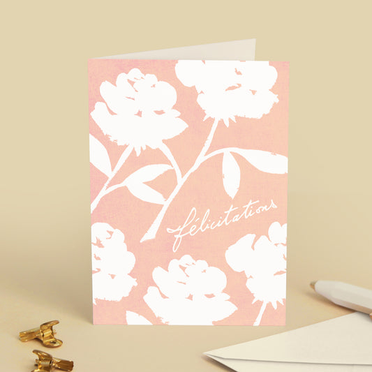 Carte de vœux "Félicitations" - Rose pastel