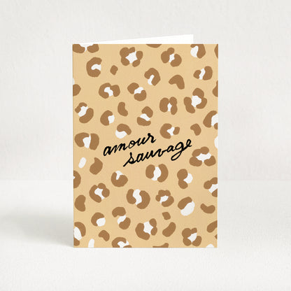 Carte de vœux Léopard "Amour sauvage" - Beige