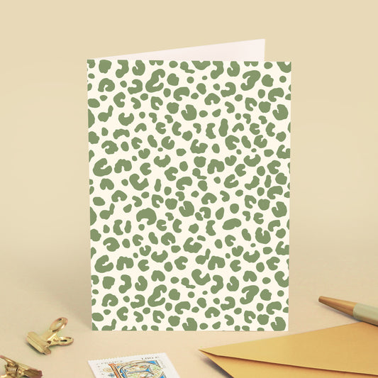 Carte de vœux Motif Léopard - Vert