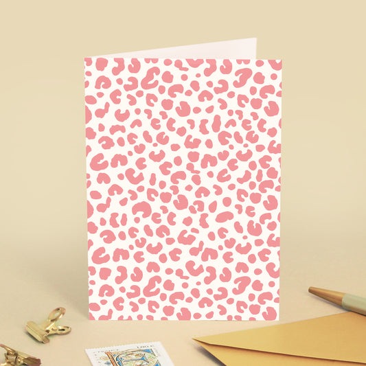 Carte de vœux Motif Léopard - Rose