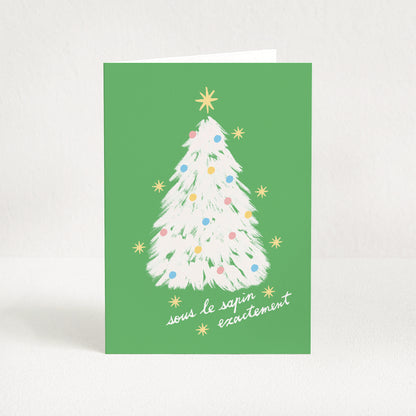 Carte de vœux Noël "Sous le sapin exactement" - Vert