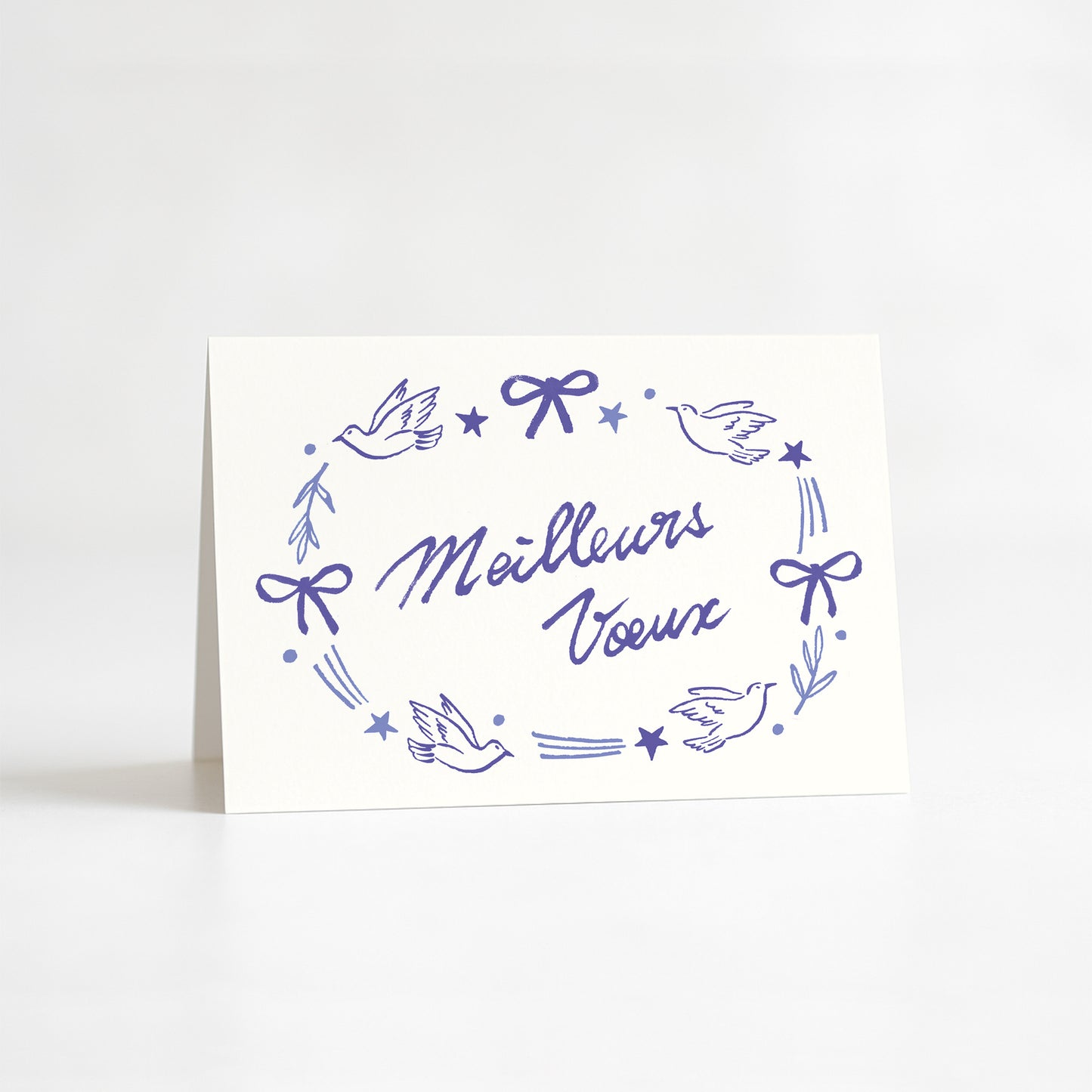 Carte de vœux Noël "Meilleurs Voeux" - Bleu