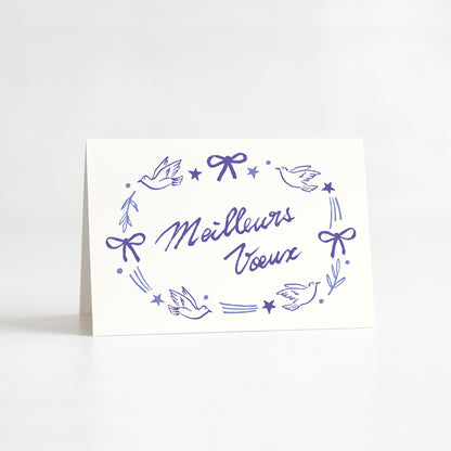 Carte de vœux Noël "Meilleurs Voeux" - Bleu