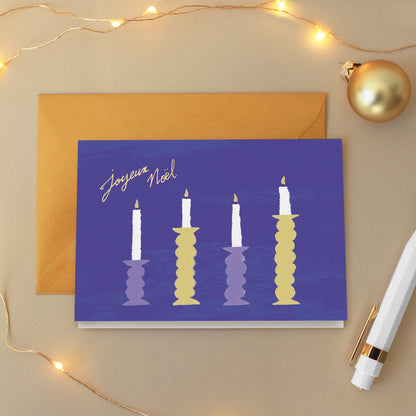 Carte de vœux Bougies "Joyeux Noël"