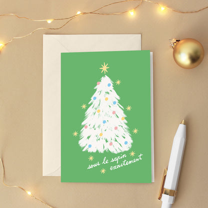 Carte de vœux Noël "Sous le sapin exactement" - Vert