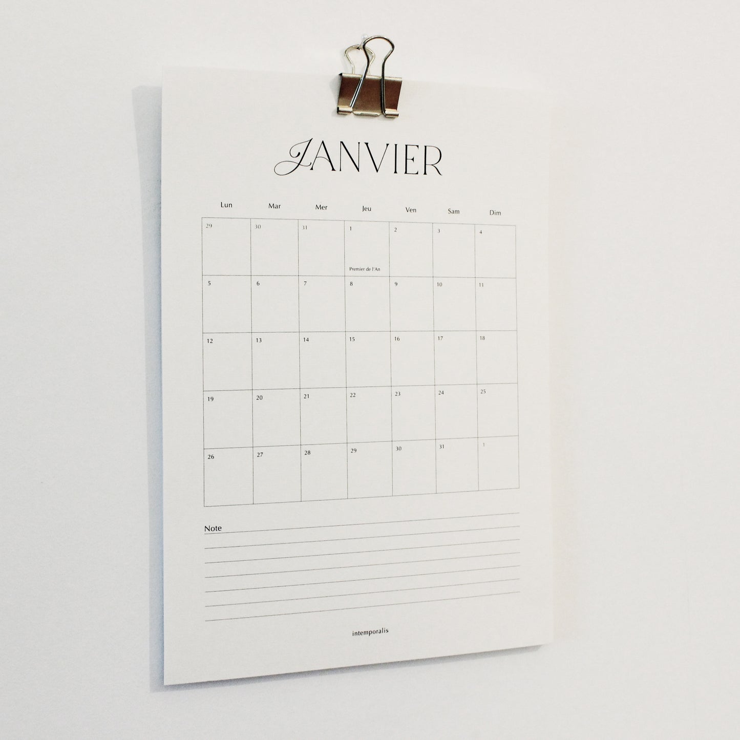 Calendrier murale 2026 - format affiche A4