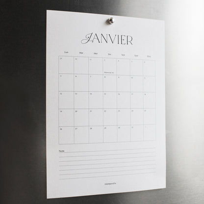 Calendrier murale 2026 - format affiche A4