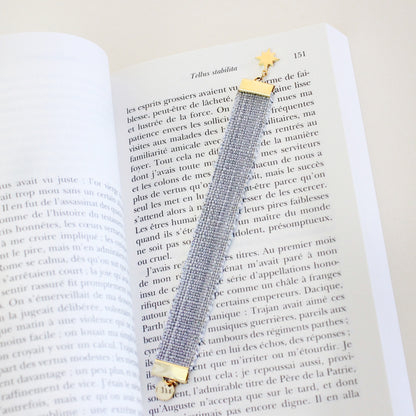 Marque-page Ruban coton breloque étoile - Gris