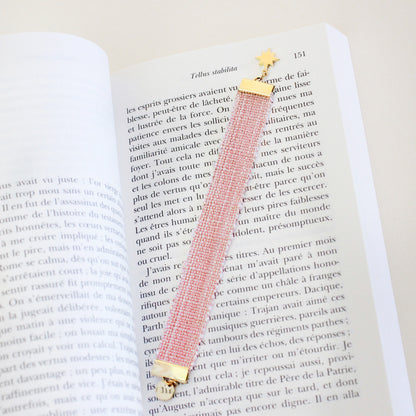 Marque-page Ruban coton breloque étoile - Rose