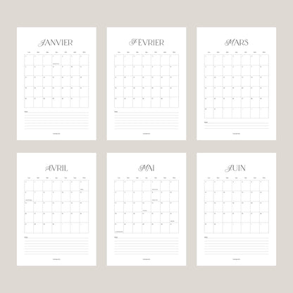 Calendrier murale 2026 - format affiche A4