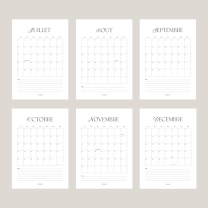 Calendrier murale 2026 - format affiche A4